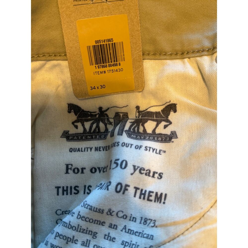 Levi's 514 Straight Fit Pants Jeans Stretch Khaki Beige Tan Men's W34 x L30 - Picture 9 of 10